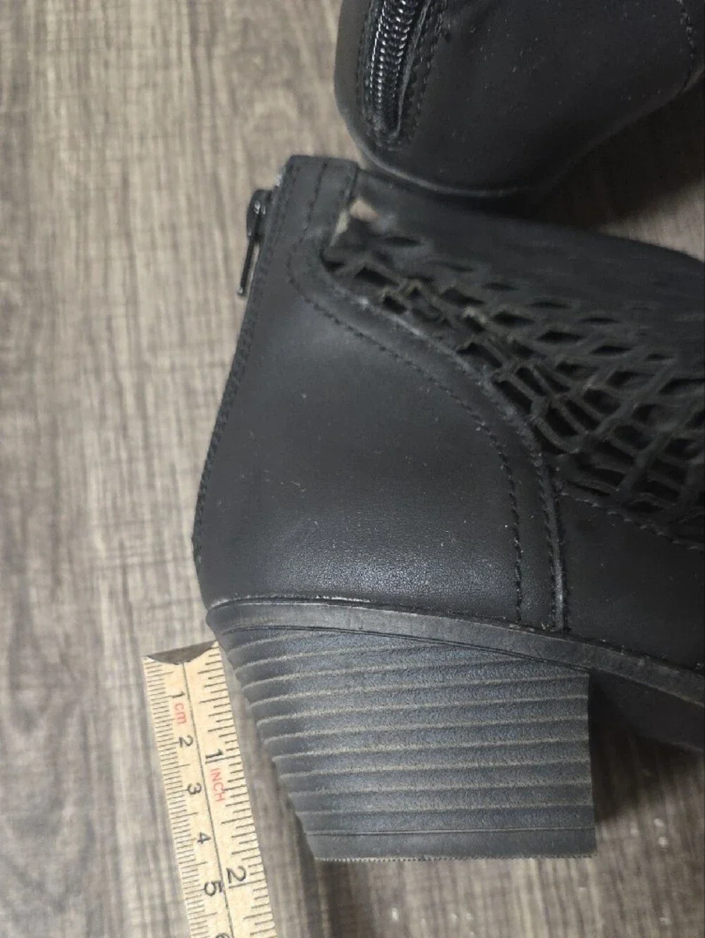 Sugar Black Woven Cutout Ankle Booties Size 9